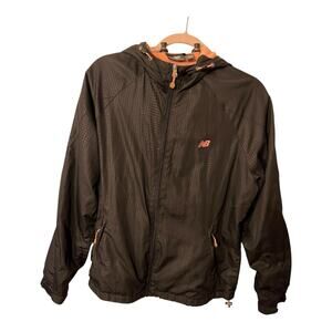New Balance Lined Windbreaker Jacket Women's XL Black Full Zip Hooded RN 130893